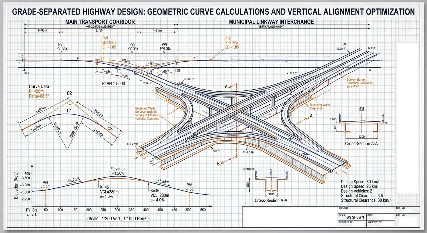 Grade-separated highway corridor geometry project